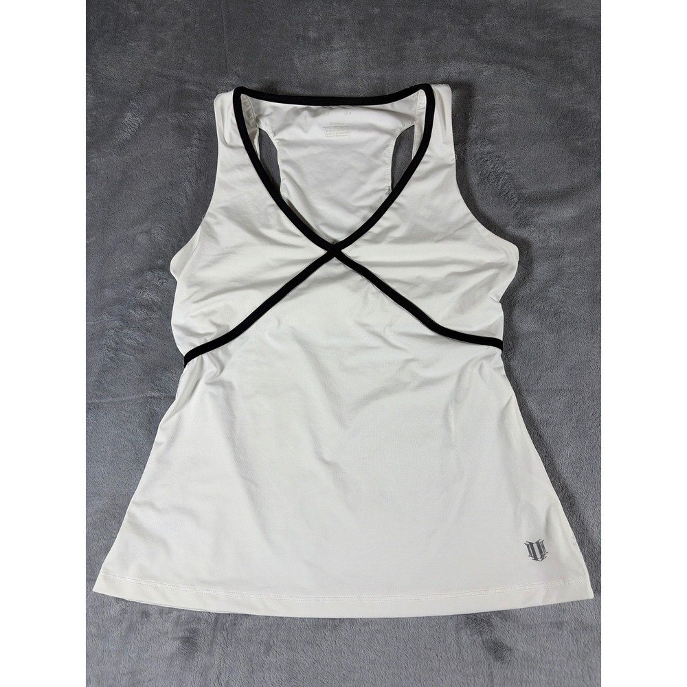 EleVen by Venus Williams White Black Trim Racerback Active Tank Top Medium